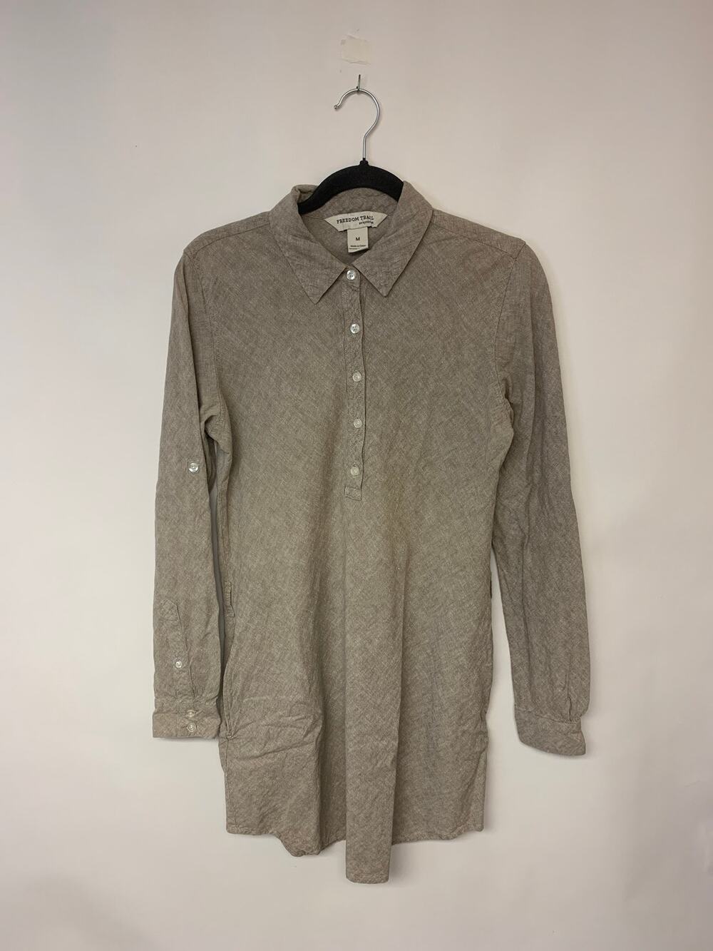 Freedom Trail Dress Mini Linen Blend Neutral Tan Casual Womens SZ M